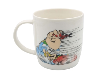 Asterix und Obelix/Asterix Tassen/BecherTasse Asterix, Obelix und Idefix Rennen Henkel Links